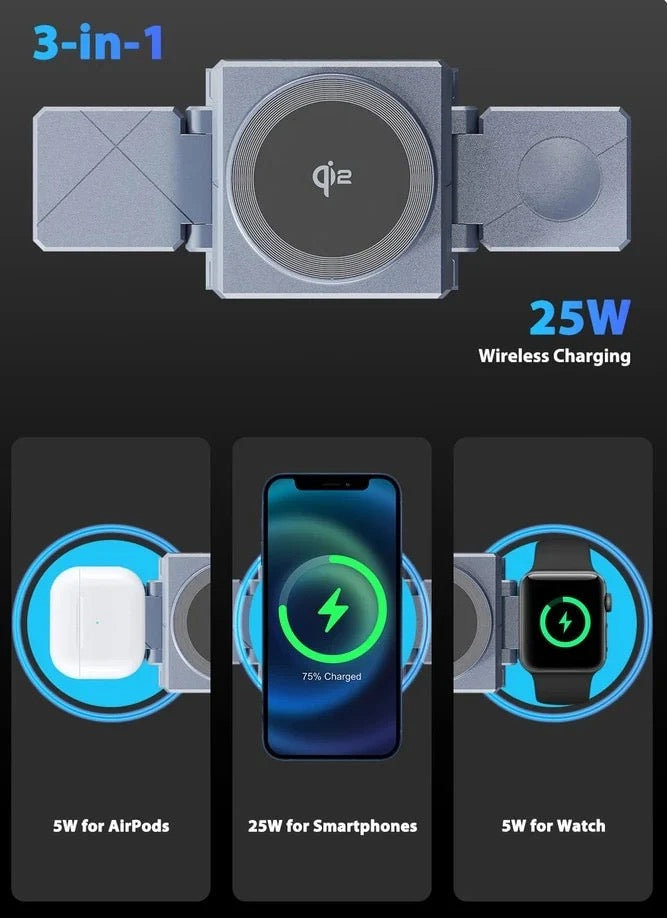 RoboCharge 3-in-1 Qi2 Wireless Charging Hub