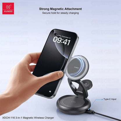 TriDock Foldable 3-in-1 Wireless Charging Station