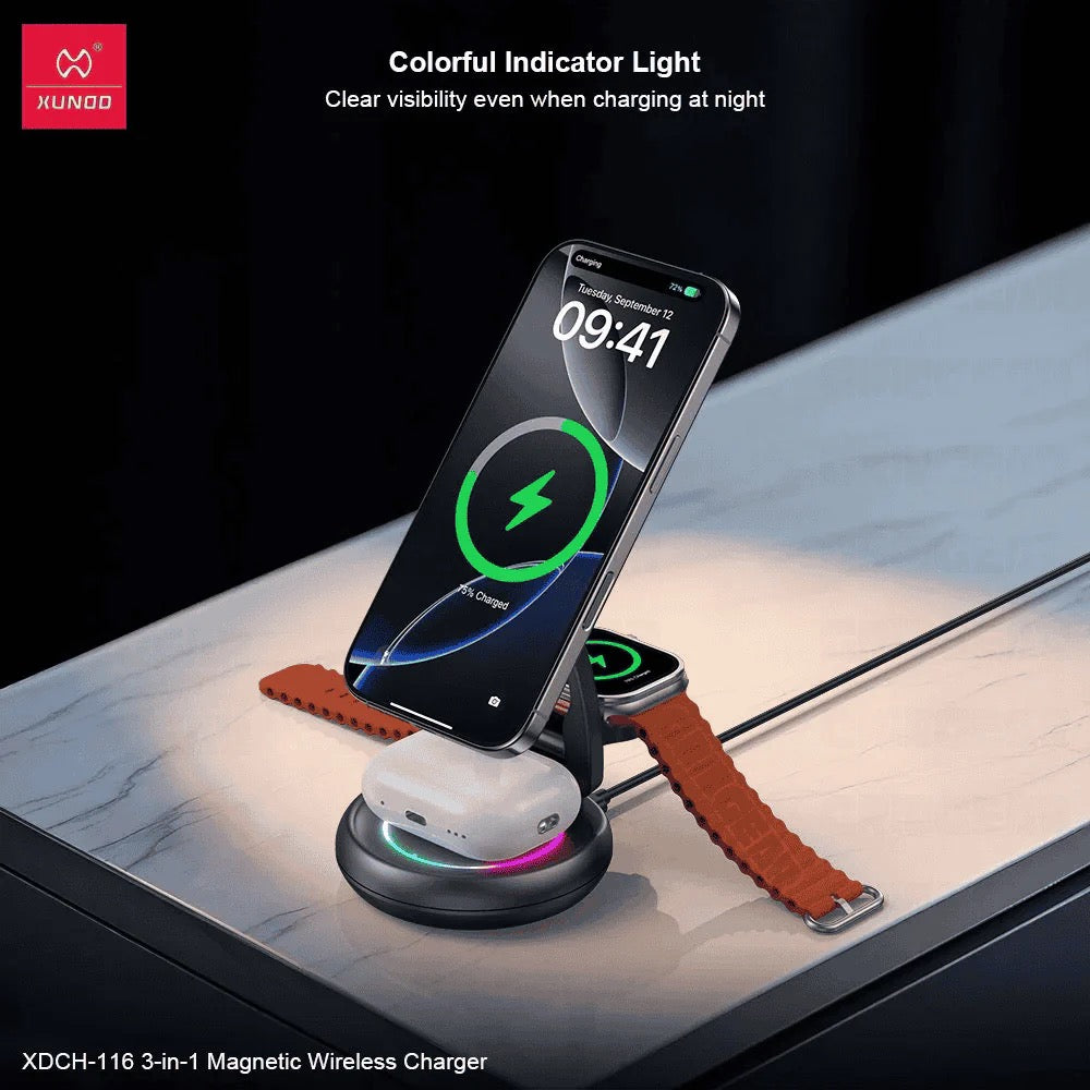 TriDock Foldable 3-in-1 Wireless Charging Station