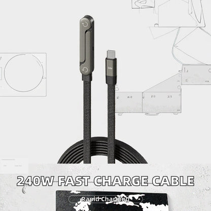 FlexCharge 240W Rotating Type-C Cable with Stand
