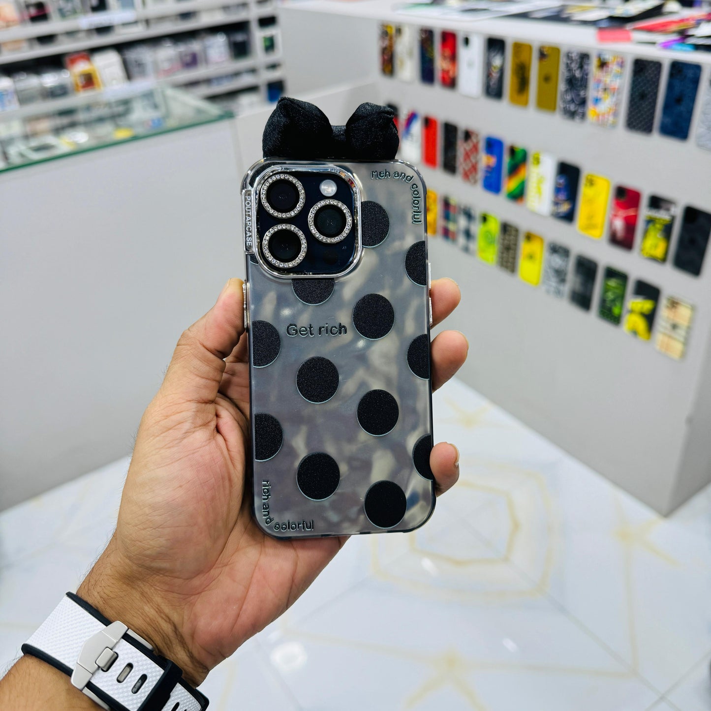 Fancy Dotted Printed Silicone Case for iPhone