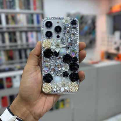 Fancy Diamond Studded Silicone Case for iPhone