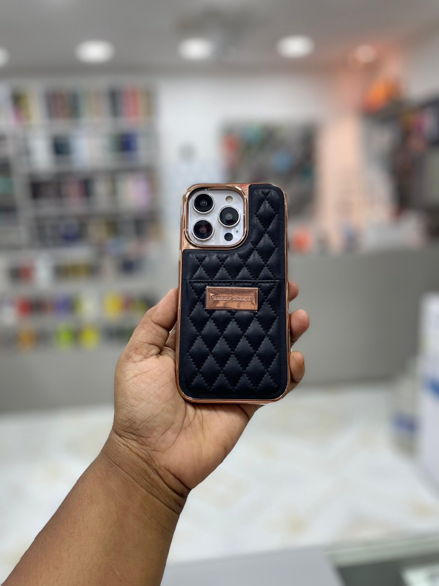 Stitched Puffer Leather Case for iPhone 14 Pro
