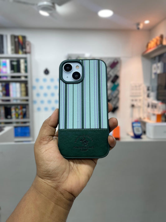 Dual Color Striped Textured Leather Case for iPhone