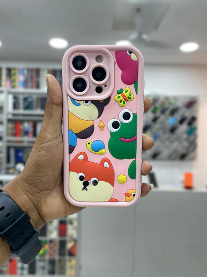 Cartoon Printed Soft Silicone Case with Camera Protection for iPhone