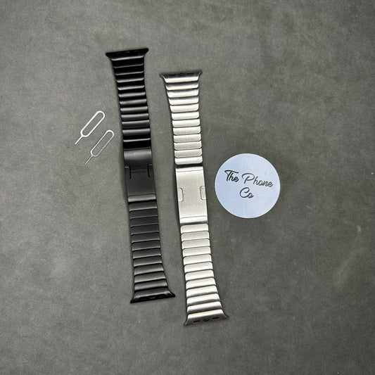 Designer Wave Textured Stainless Steel Metal Apple Watch Strap