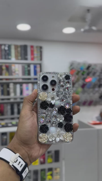 Fancy Diamond Studded Silicone Case for iPhone