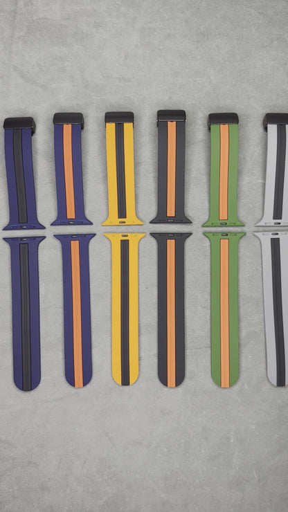Striped Silicone Magnetic Apple Watch Strap for 42 / 44 / 45 / 49 mm
