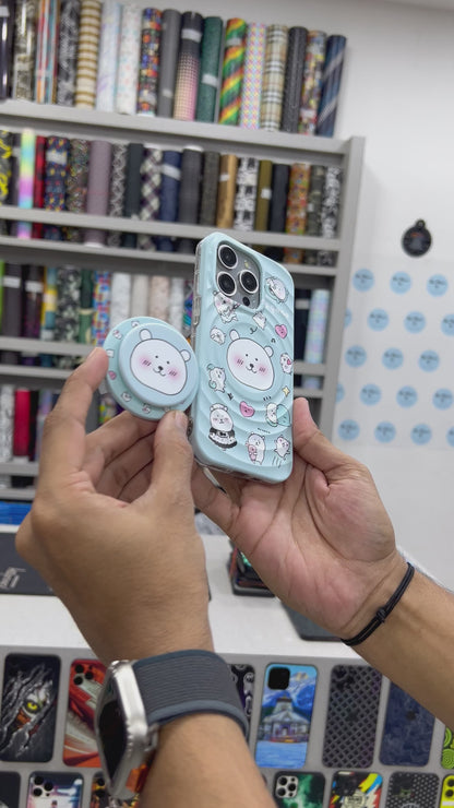 Polar Bear Aesthetic iPhone Case with Detachable Popsocket