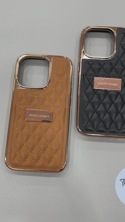 Stitched Puffer Leather Case for iPhone 14 Pro