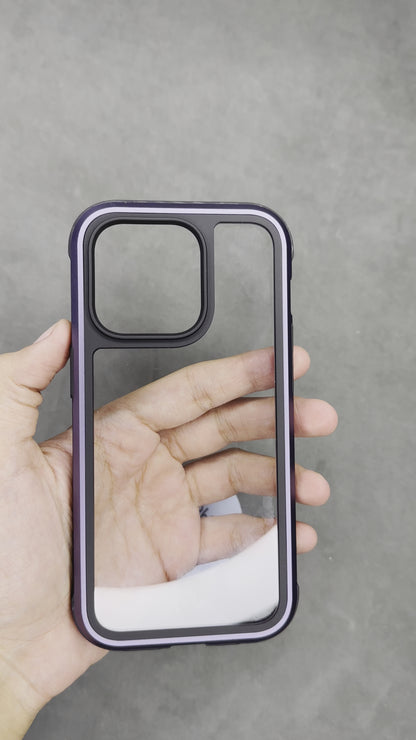 Transparent Purple Metal Border Protective Case for iPhone 14 Pro Max